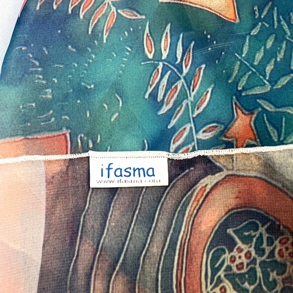 Stunning New Greek Scarf Santorini Scenic Mediterranean Coastal Design 29” - Picture 6 of 7